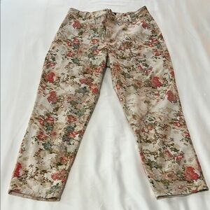Peruvian Connection Floral Print Cropped Pants, Sz 6